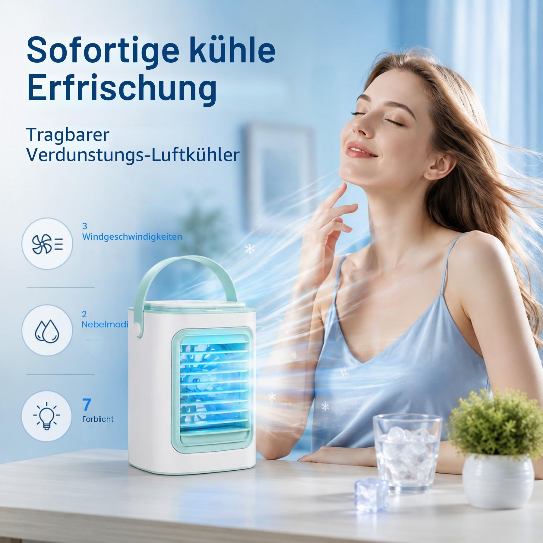 Mini Klimaanlage USB Desktop Ventilator mit 3 Geschwindigkeiten
