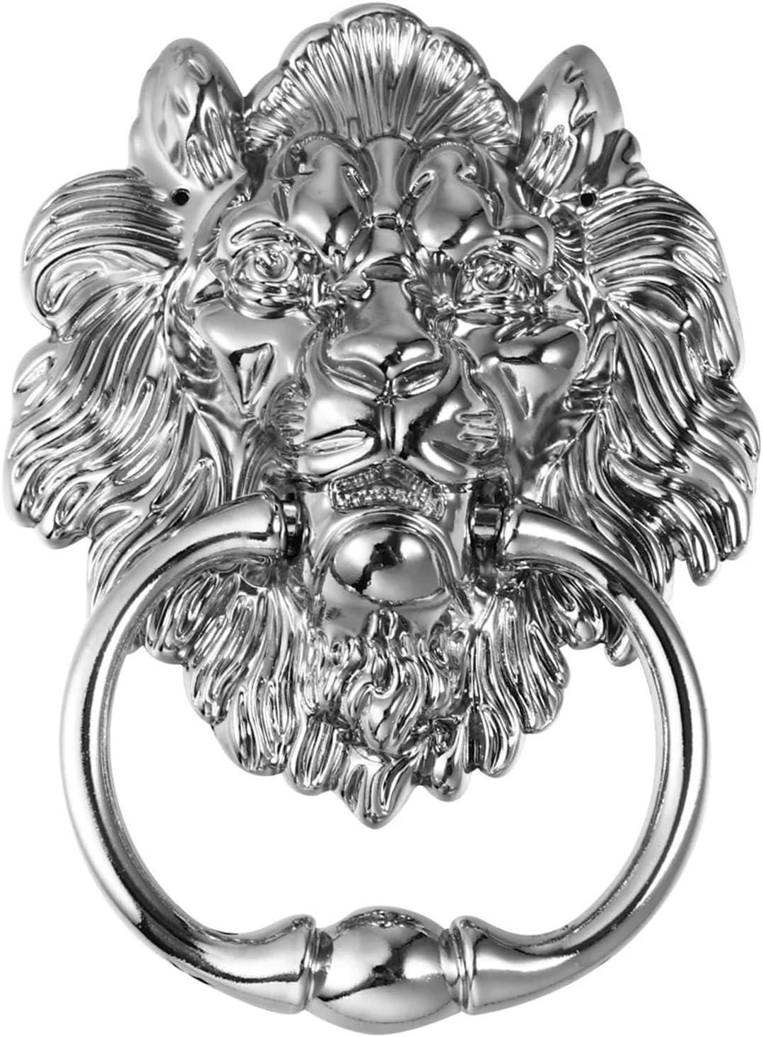 Cabilock Gold Knobs Antique Lion Head Door Knocker Vintage Alloy Lion Door Handle Retro Lion Head Front Door Handle Knob, 16X10.5cm, Silver