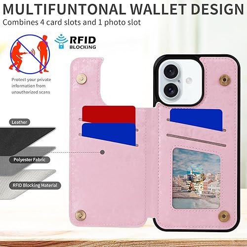 Miniatura 165 de UEEBAI Funda tipo cartera para iPhone 15 Pro Max con tarjetero, cubierta de cuero PU con soporte, bloqueo RFID, doble cierre magnético, relieve de