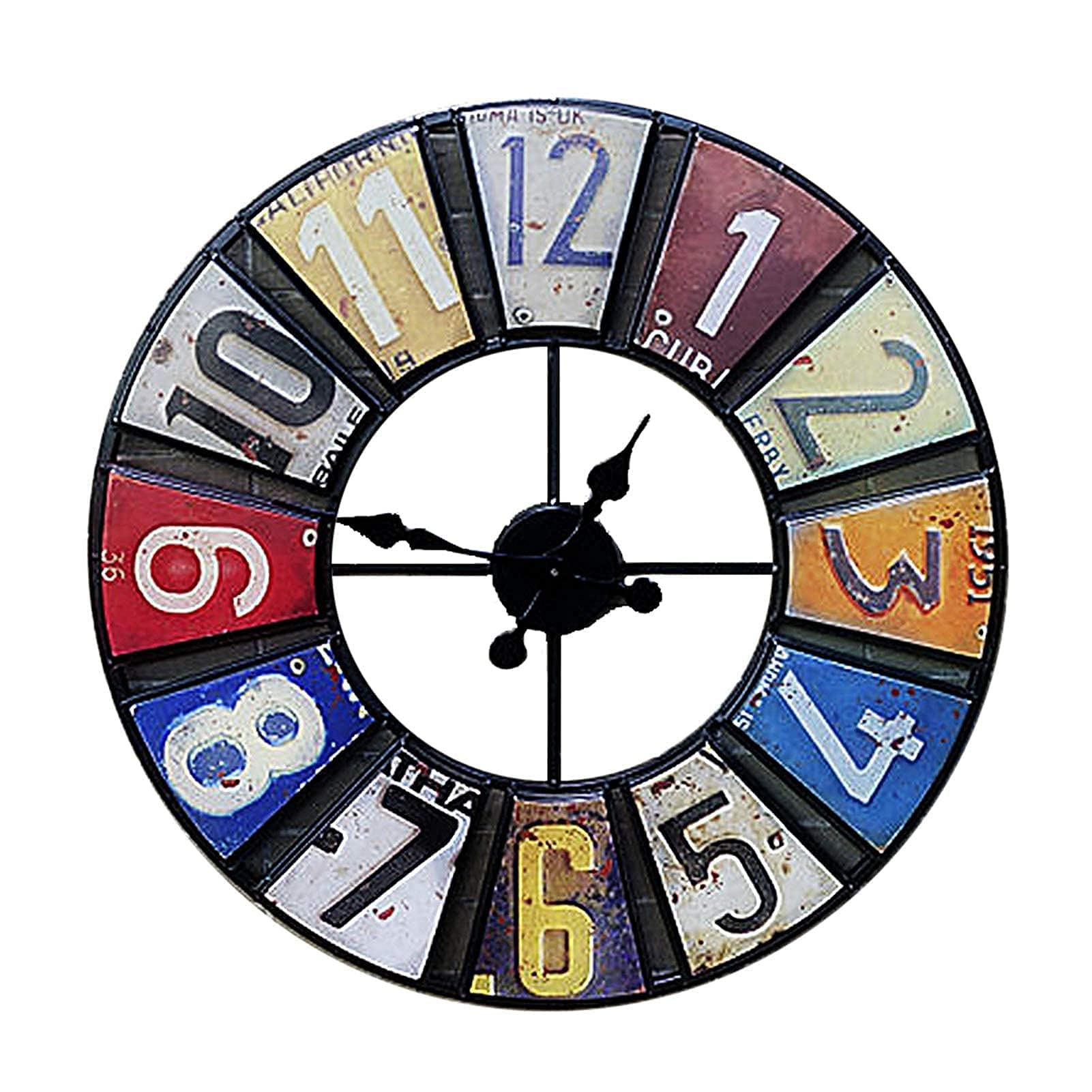 MYUYEE 23 Inch Large Round Antique Sticker Garden Clock Open FA Wrought Iron Waterproof Outdoor Clock Indoor Outdoor Decoration Mute Quartz Wall Clock Outside Clock