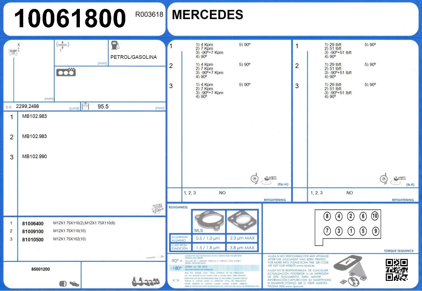 Ajusa 50124200 Juego Completo de Juntas para el Motor