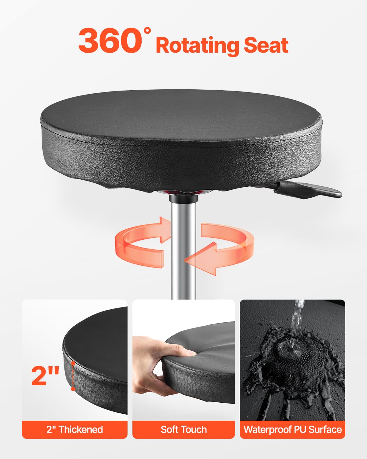 VEVOR Tabouret d'Atelier Mobile, Tabouret de Mécanicien sur roulettes Capacité de Charge 136 kg, Hauteur Réglable, avec Plateaux à Outils, pour Entretien Réparation Automobile Garage, Noir et Rouge