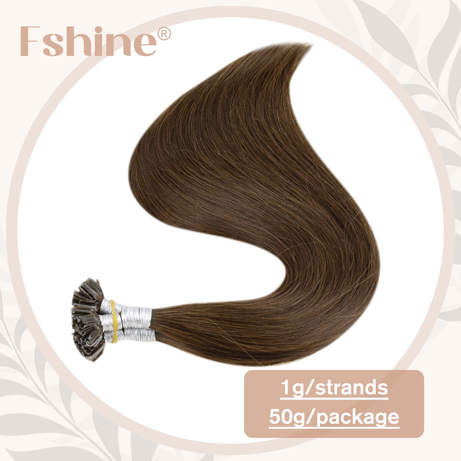Fshine Marrone Cheratina Extension Veri 35CM 40g Capelli Veri Lisci Extension Marrone Medio Extension Cheratina Capelli Veri 1g/ciocca Capelli Veri Umani Keratin Hair Extensions Human Hair #4