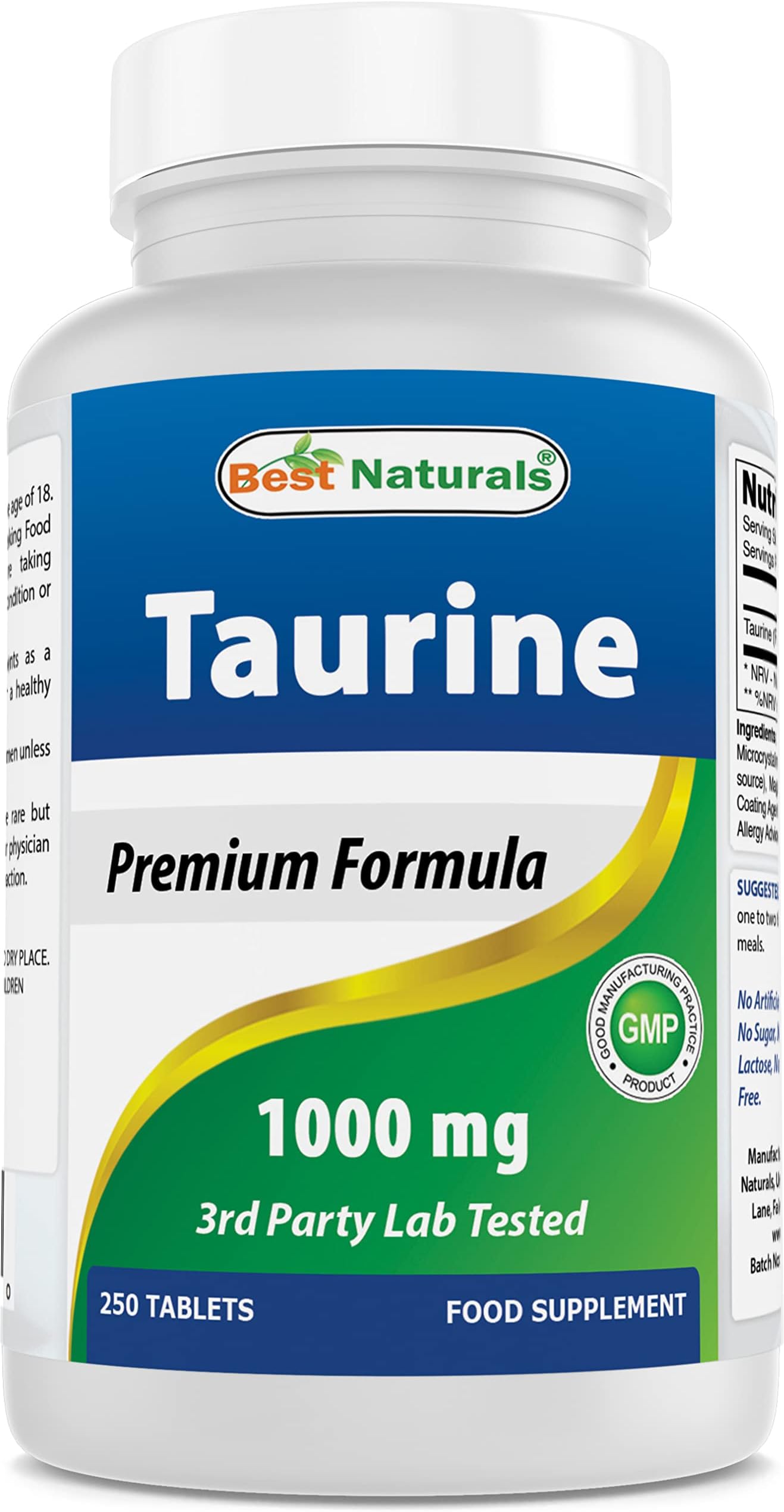 Best Naturals Taurine 1000 Mg Tablet, 250 Count (250 Count (Pack of 1))