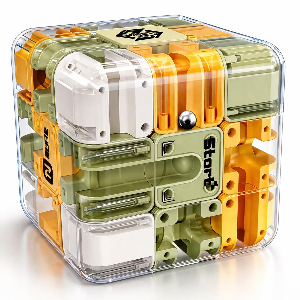 3D Maze Puzzle Cube with Steel Ball Rolling - Transparent Flip Rotation Labyrinth Brain Teaser Game Toy with Sealed Cover, Smooth Track Design for Kids and Adults IQ Challenge-image-6