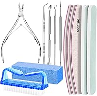 Vista 9 de FANDAMEI Herramientas de uñas, kit de cuidado de uñas, limas de uñas 100/180, bloque de pulidor de uñas, pinzas para cutículas, empujador