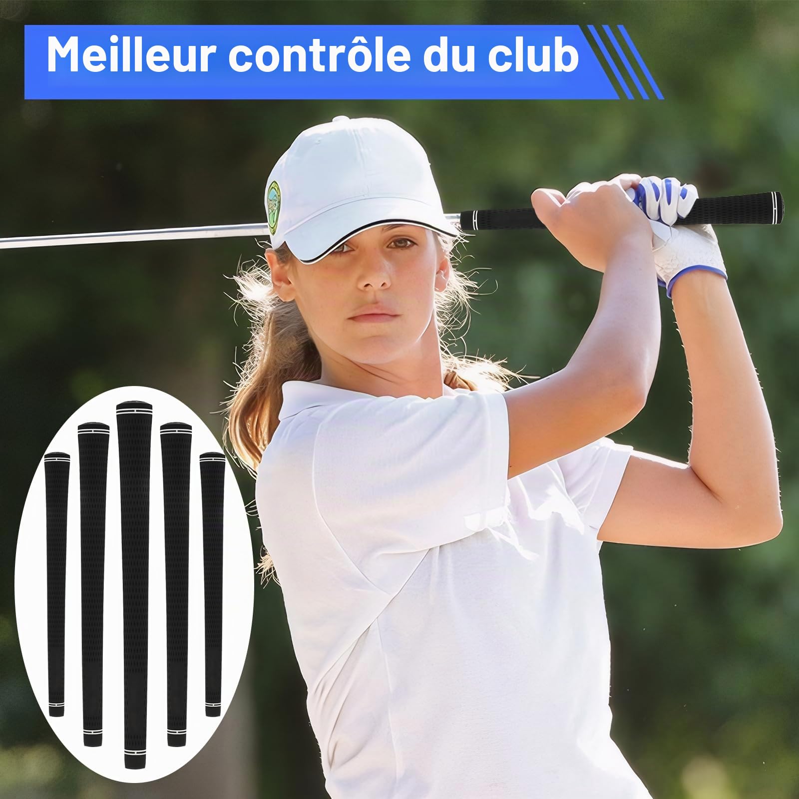 Lot de 13 poignées de club de golf en caoutchouc standard - Noir - Poignées professionnelles antidérapantes pour clubs de golf - Pour hommes et femmes