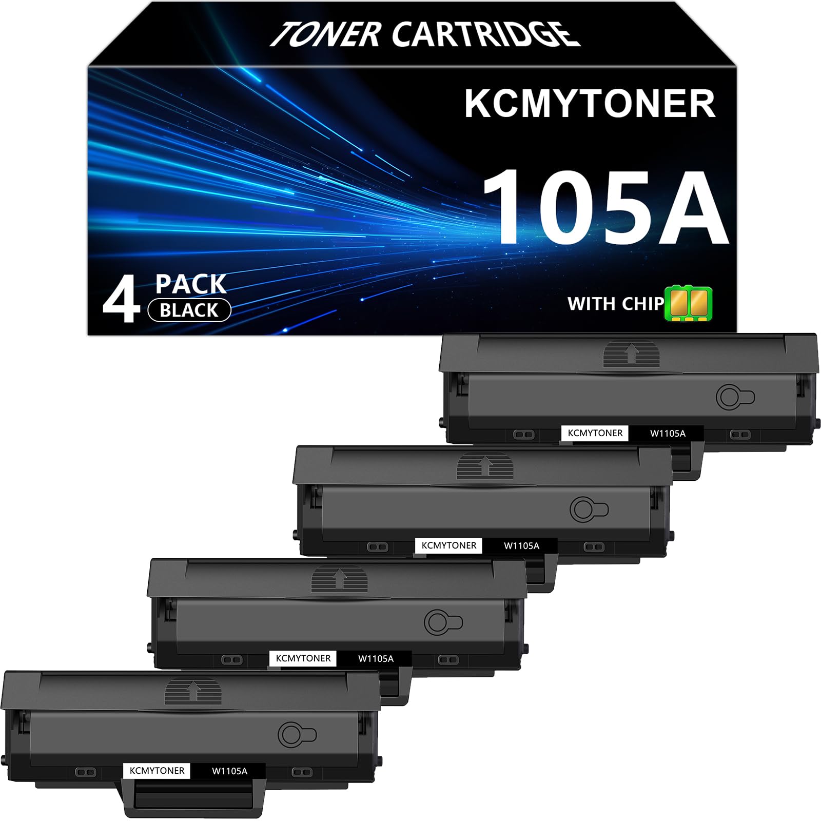 KCMYTONER 105A W1105A Compatible Toner Cartridge Replacement for HP 105A W1105A [ with Chip ] Work with Laser MFP 137fnw 135a 135w 107a 107w Printer (
