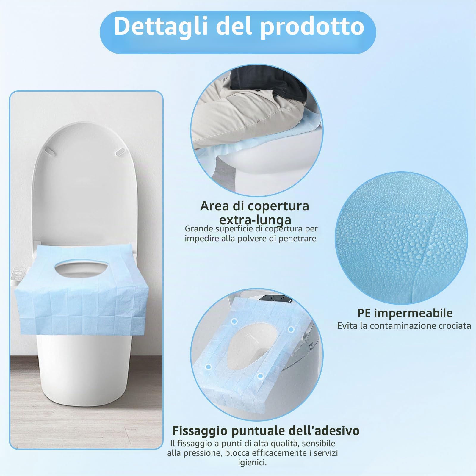 20 Pezzi Copriwater Monouso per Bagni Pubblici, Campeggio, Viaggi