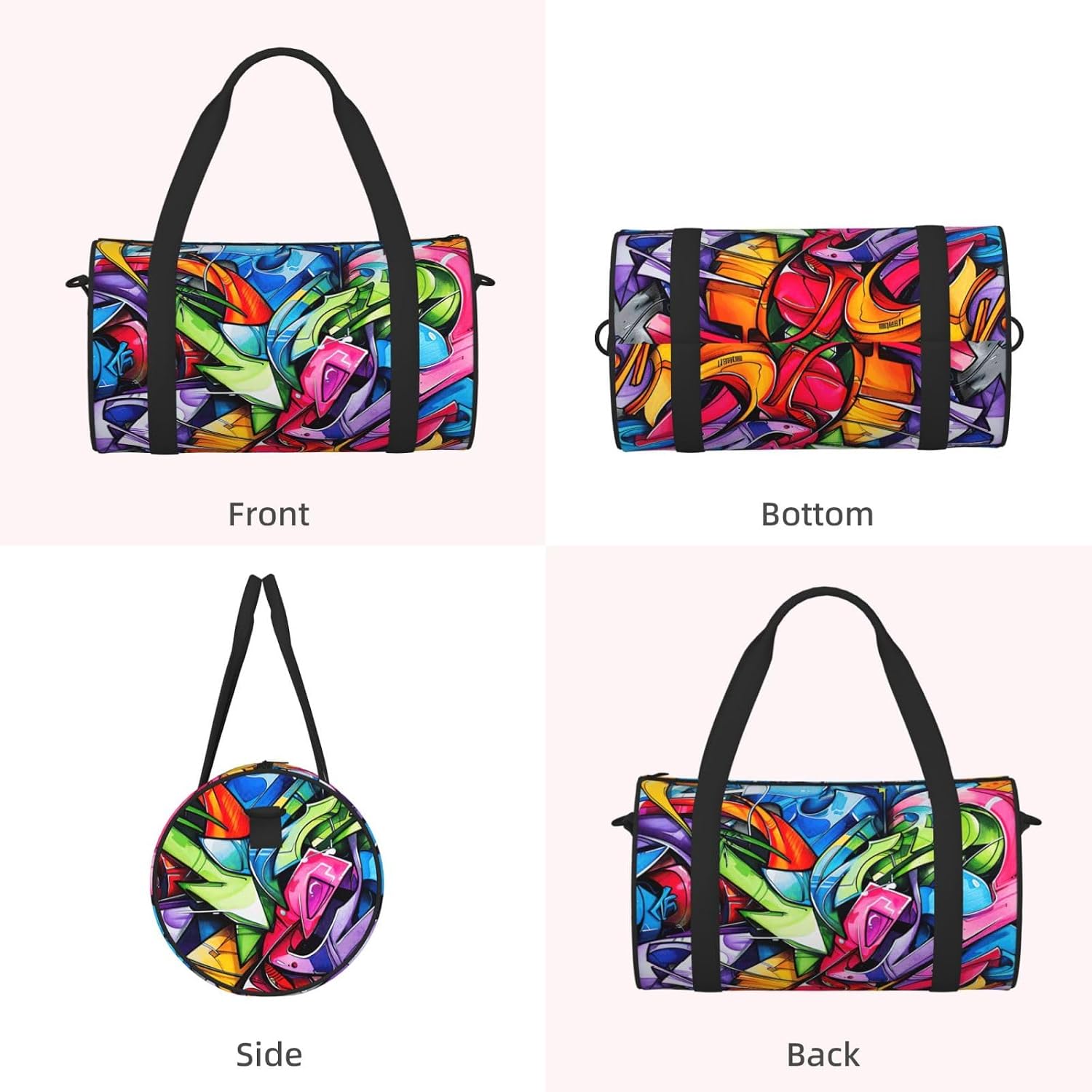 Graffiti Drawing Print Sports Tote Bag Lightweight Water-Resistant Gym Backpack Travel Supplies