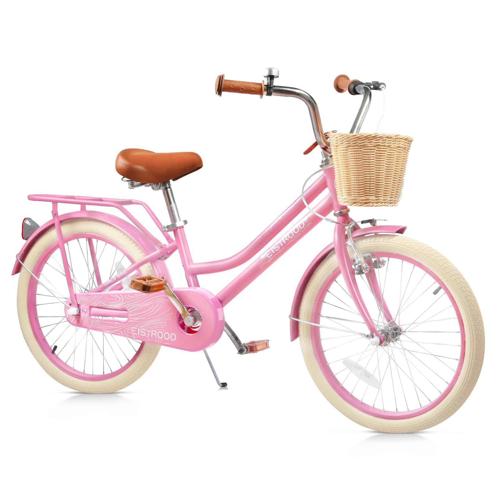 kaiwrxin 20 Inch Girls Bike, Single Speed Kids' Bicycles with Basket and Kickstand, Kids Beach Cruiser Bike for Girls, Adjustable Seat, Multiple