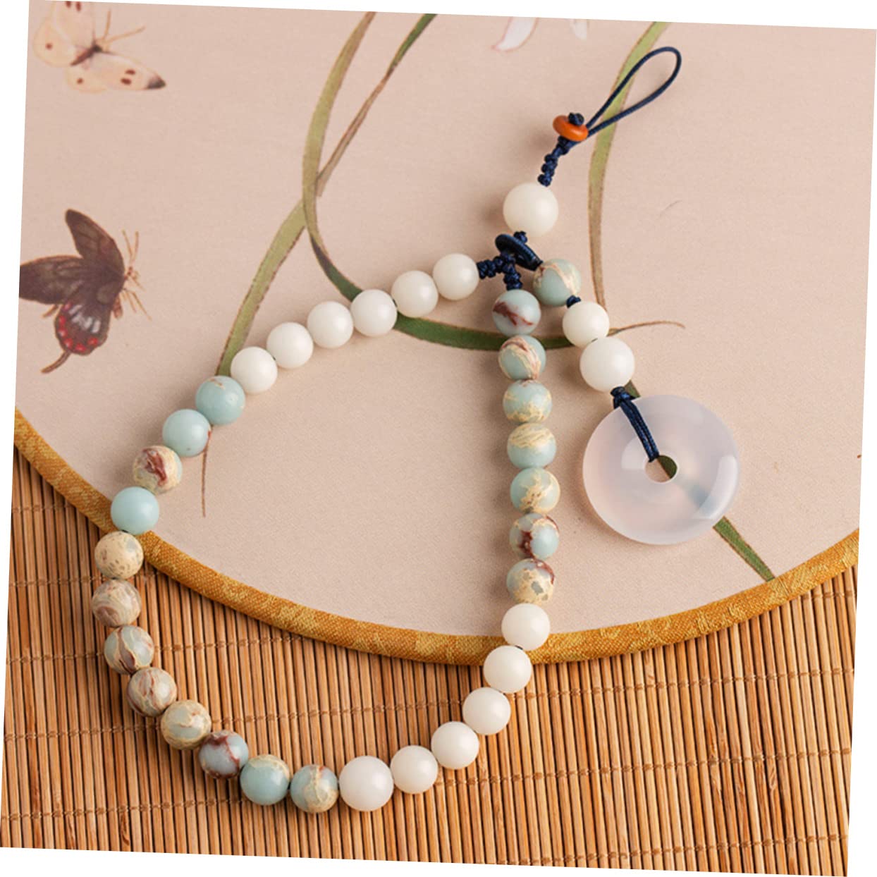Gatuida 3piezas Cadena Colgante De Jade y Shoushan Para Teléfono Correa Anticaídas Desmontable Estilo Chino Para Uso Diario