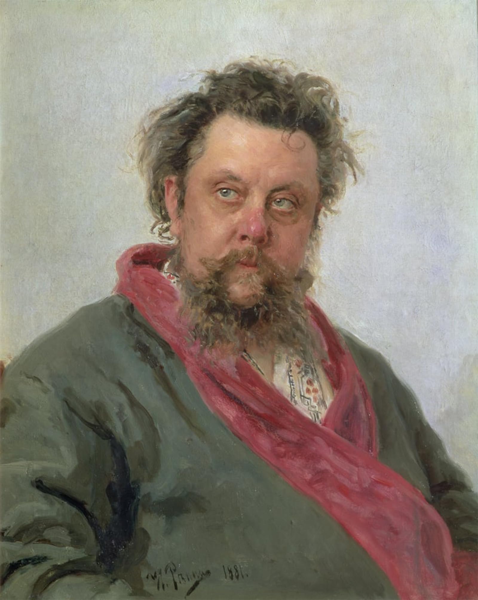 POSTERIIk Vintage Classic Picture Landscape Artwork Portrait of Modest Petrovich Moussorgsky by Ilya Efimovich Repin Portrait Canvas Painting for Office Home Decor 60x90cm