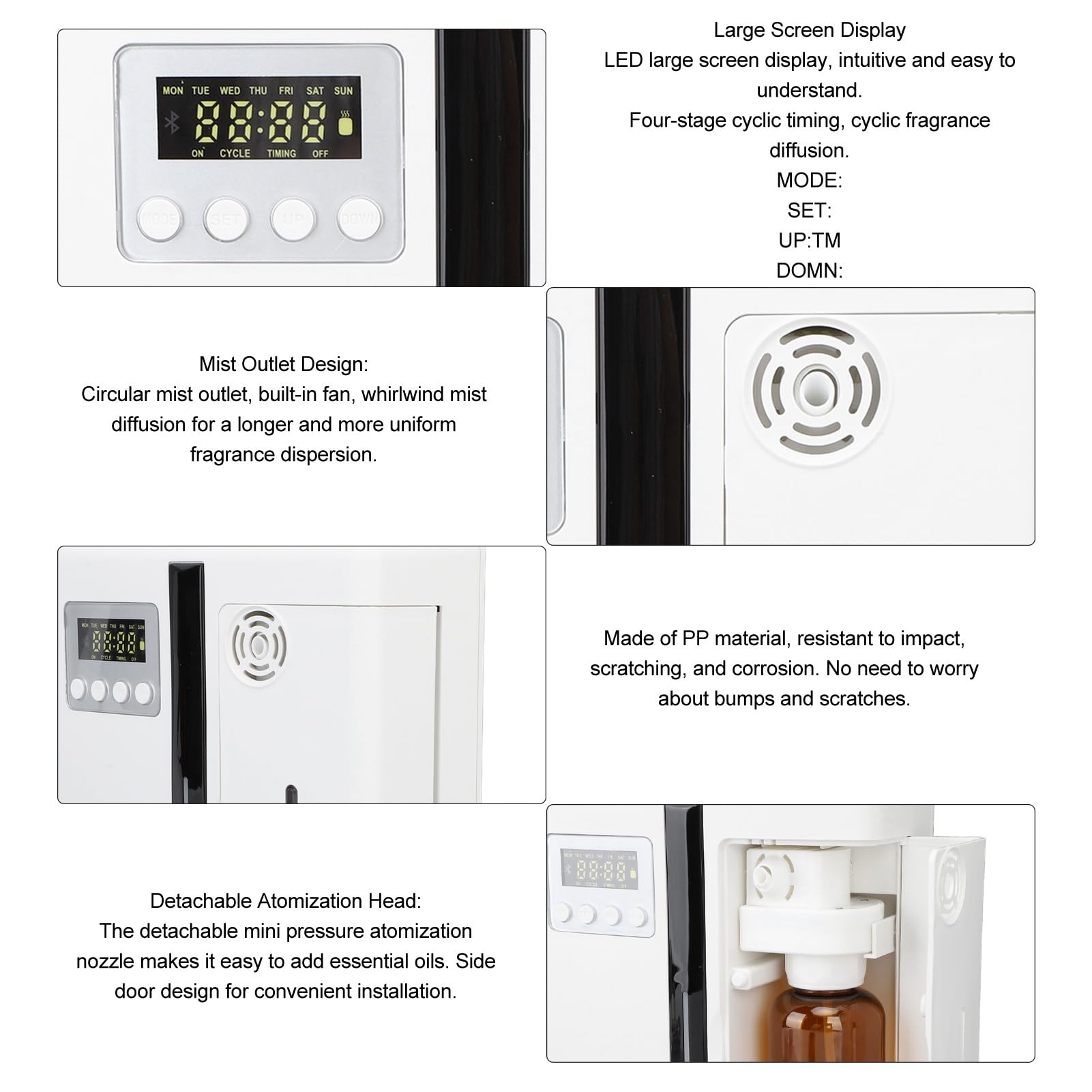Fdit Dyfuzor Olejków Eterycznych Bluetooth Smart Scent Air Machine z Inteligentnym Czujnikiem do Domowego Biura Hotel Spa (wtyczka UE)