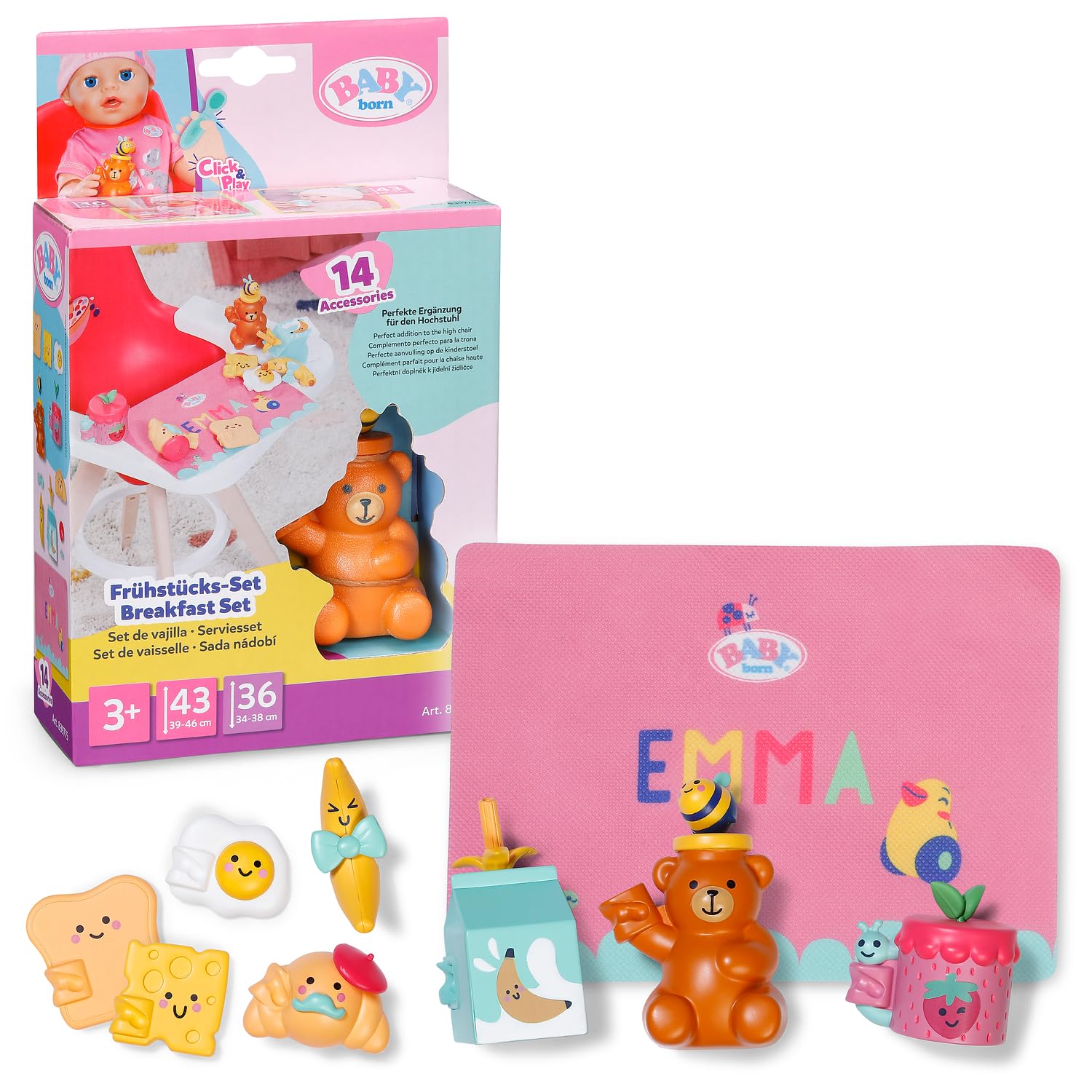 BABY born Breakfast Set with Click & Play for 43 cm Dolls