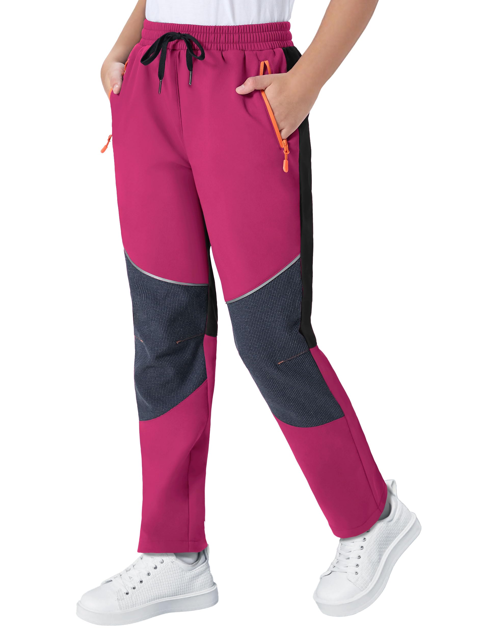 ANGEL CITIZ Pantalon Ski Enfant Softshell Doublé Thermique Imperméable Coupe Pantalon de Montagne Outdoor Randonnée Neige pour Garçons Filles