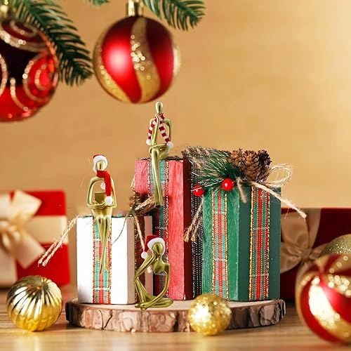 Miniatura 3 de Decoración navideña dorada para el hogar, detalles de estatua de pensador, esculturas de pensador de Navidad 2025, decoración abstracta moderna en