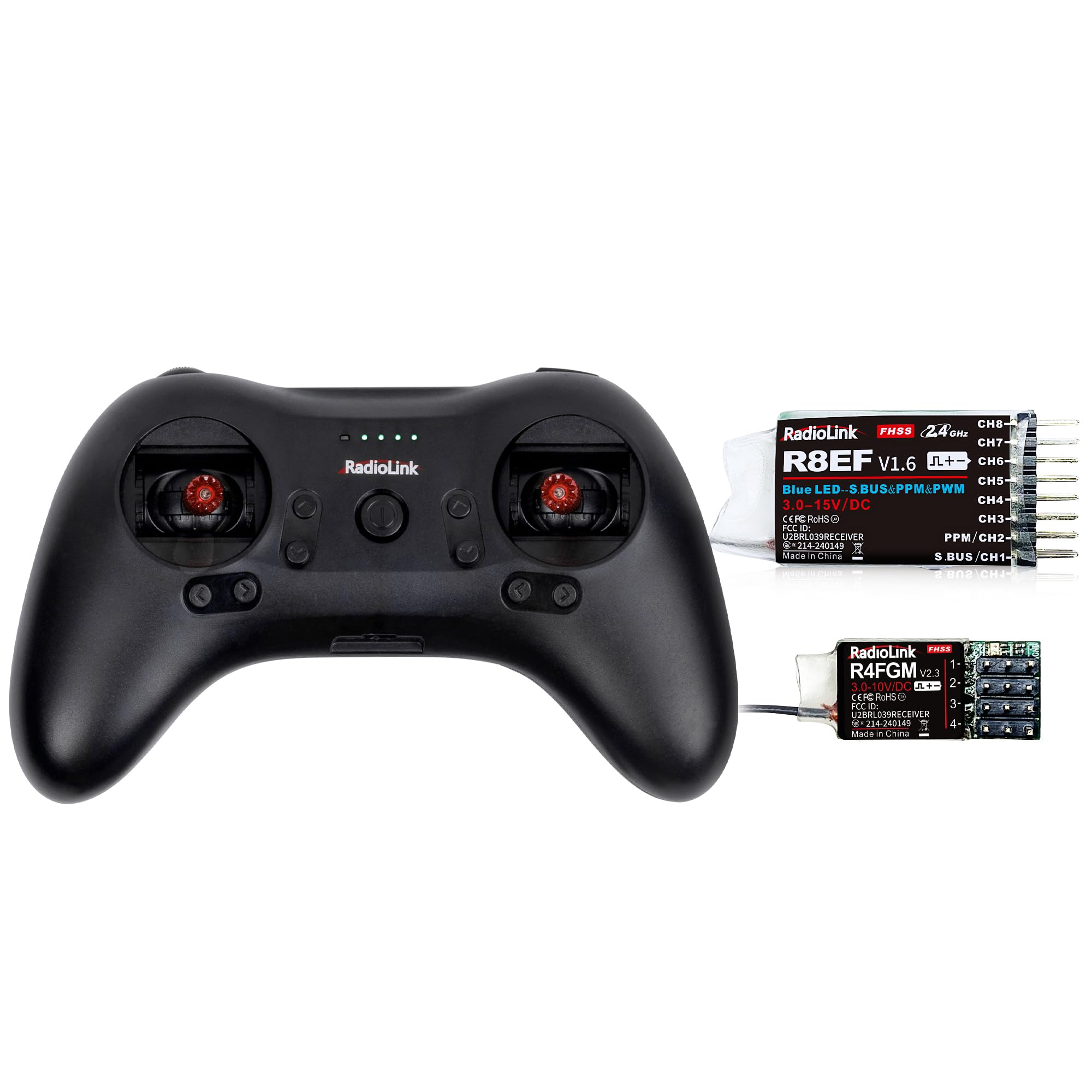Radiolink T8S 8 Channels 2.4GHz RC Transmitter and Receiver R8EF+R4FGM RX, Remote and Controller Built-in Rechargeable Battery for Quad/Airplane/Car/Boat and More (Mode 2 Left Hand)