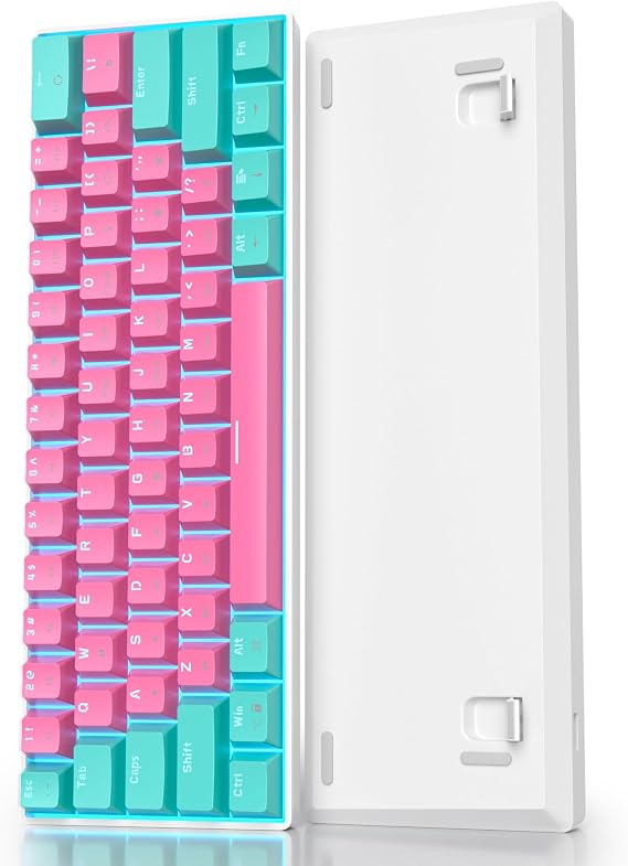 60% Gaming Keyboard Mechanical with Linear Red Switch 60% Wired Ultra Compact Mini Keyboard with LED PBT Key Cap Ps4/Ps5/Xbox 61 Miami