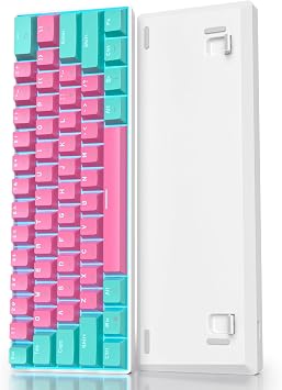 60% Gaming Keyboard Mechanical with Linear Red Switch 60% Wired Ultra Compact Mini Keyboard with LED PBT Key Cap Ps4/Ps5/Xbox 61 Miami