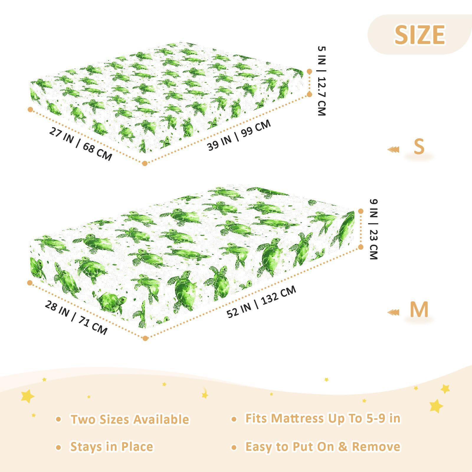 Babybettlaken für Jungen und Mädchen, weiche Matratze, 71,1 x 132,1 cm, Schildkrötengrün