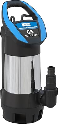 Güde 94679 GS 750.1 INOX - Bomba sumergible para aguas residuales (interruptor de sensor ajustable en 4 posiciones, carcasa de acero inoxidable, volumen de extracción 15000 l/h), color negro, acero