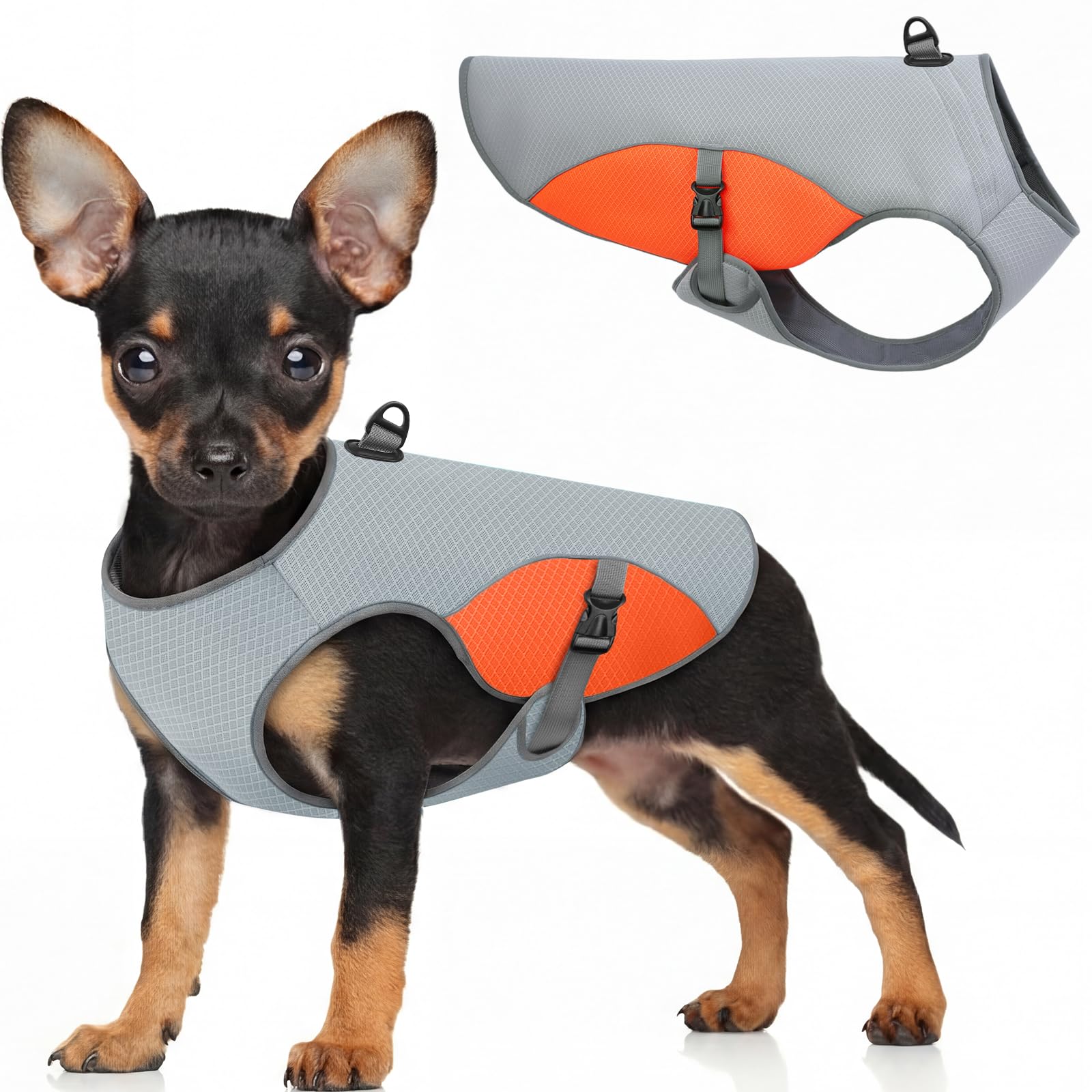 Dog Cooling Jacket for Large Dogs, Pet Cooling Vest with Mesh and D Ring, Dog Reflective Stripe Cooler Jacket for Beach, Hiking, Walking, Blue-L — view 12