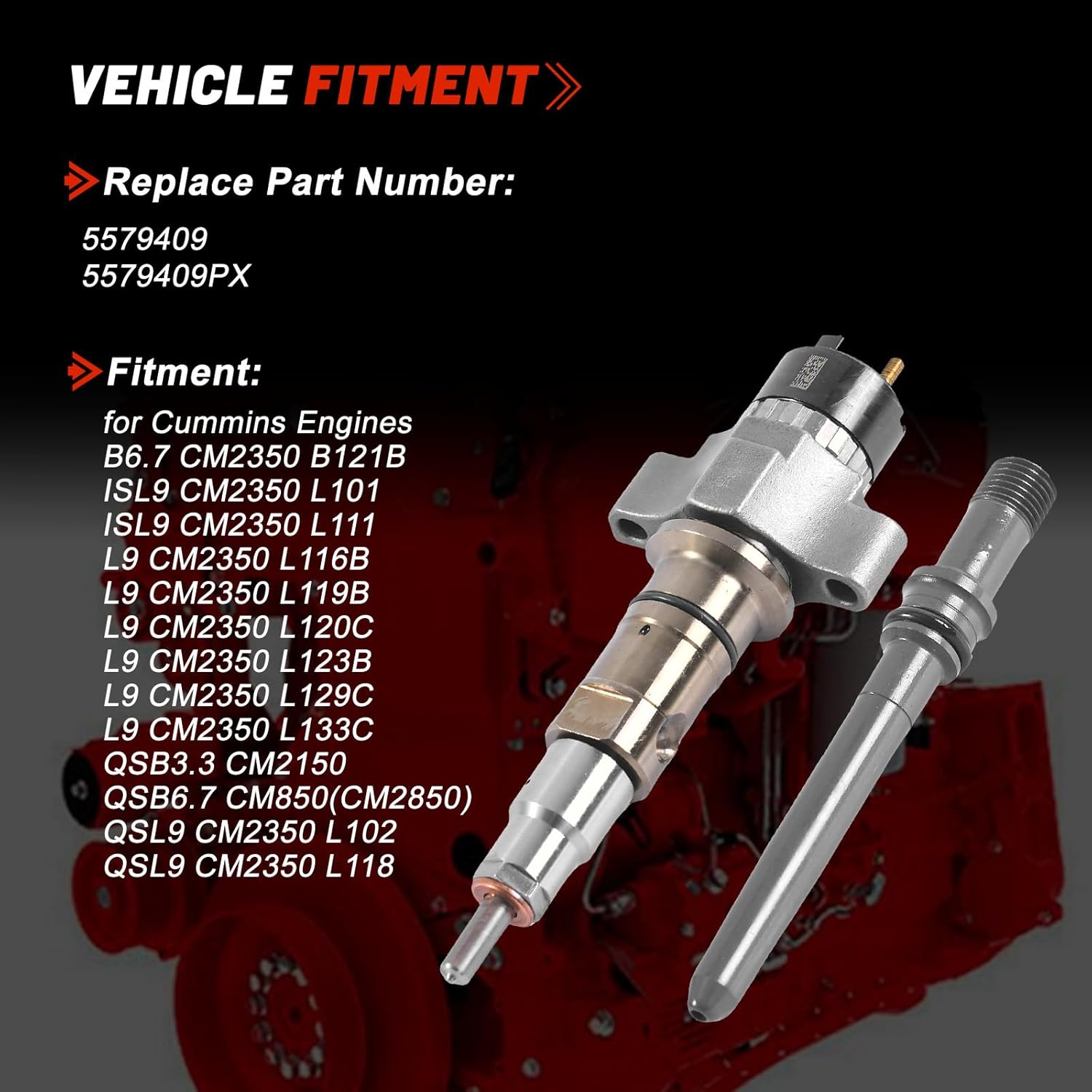 5579409 5579409PX Diesel Fuel Injector Kit for Cummins L9 ISL9 QSL9 B6.7 QSB6.7 QSB3.3 Engine