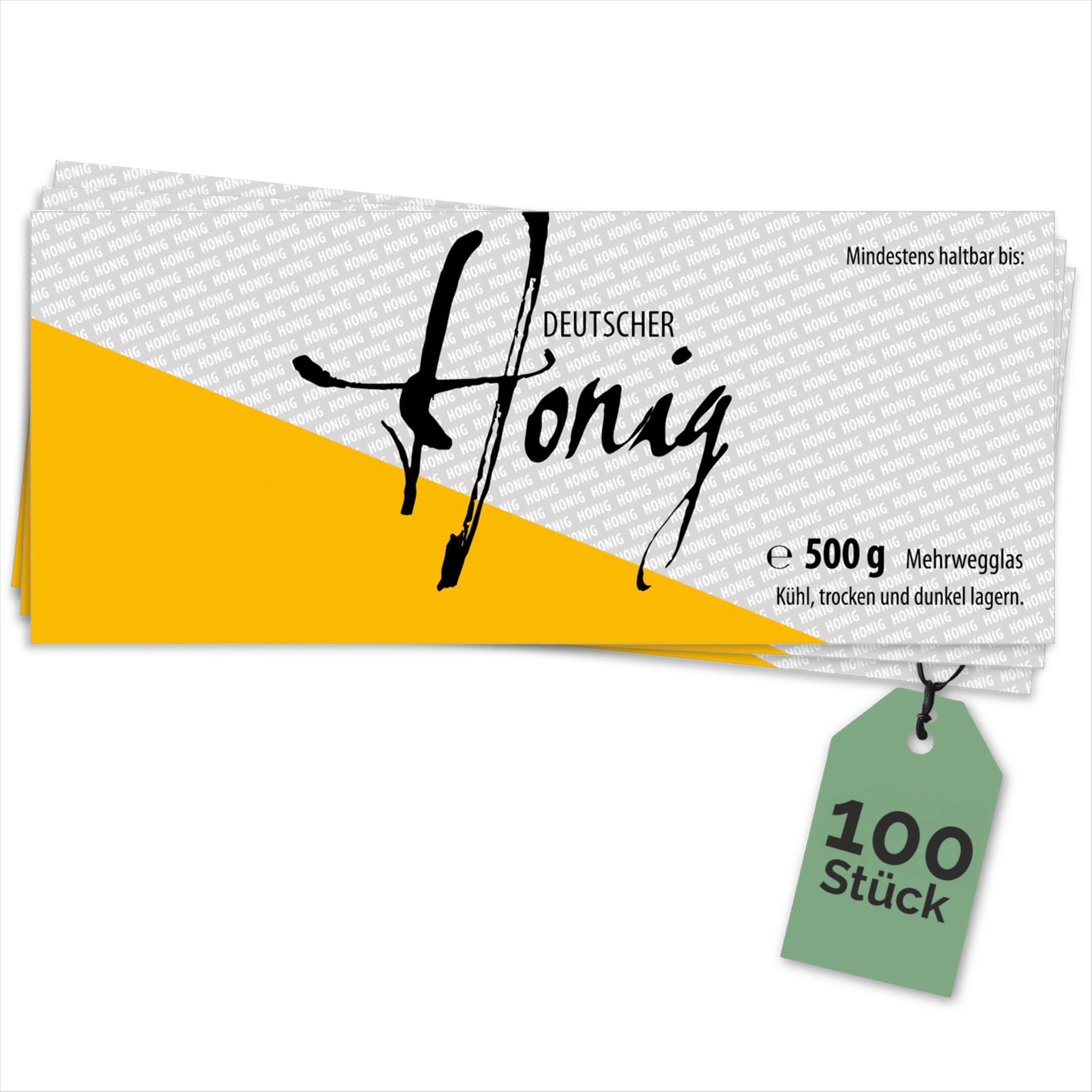 Apoidea – Honig Etiketten 500 g nassklebend – 100 Stück zum Stempeln/Etiketten Honiggläser/Honig Aufkleber für selbstgemachten Honig/Honigetiketten für Honiggläser