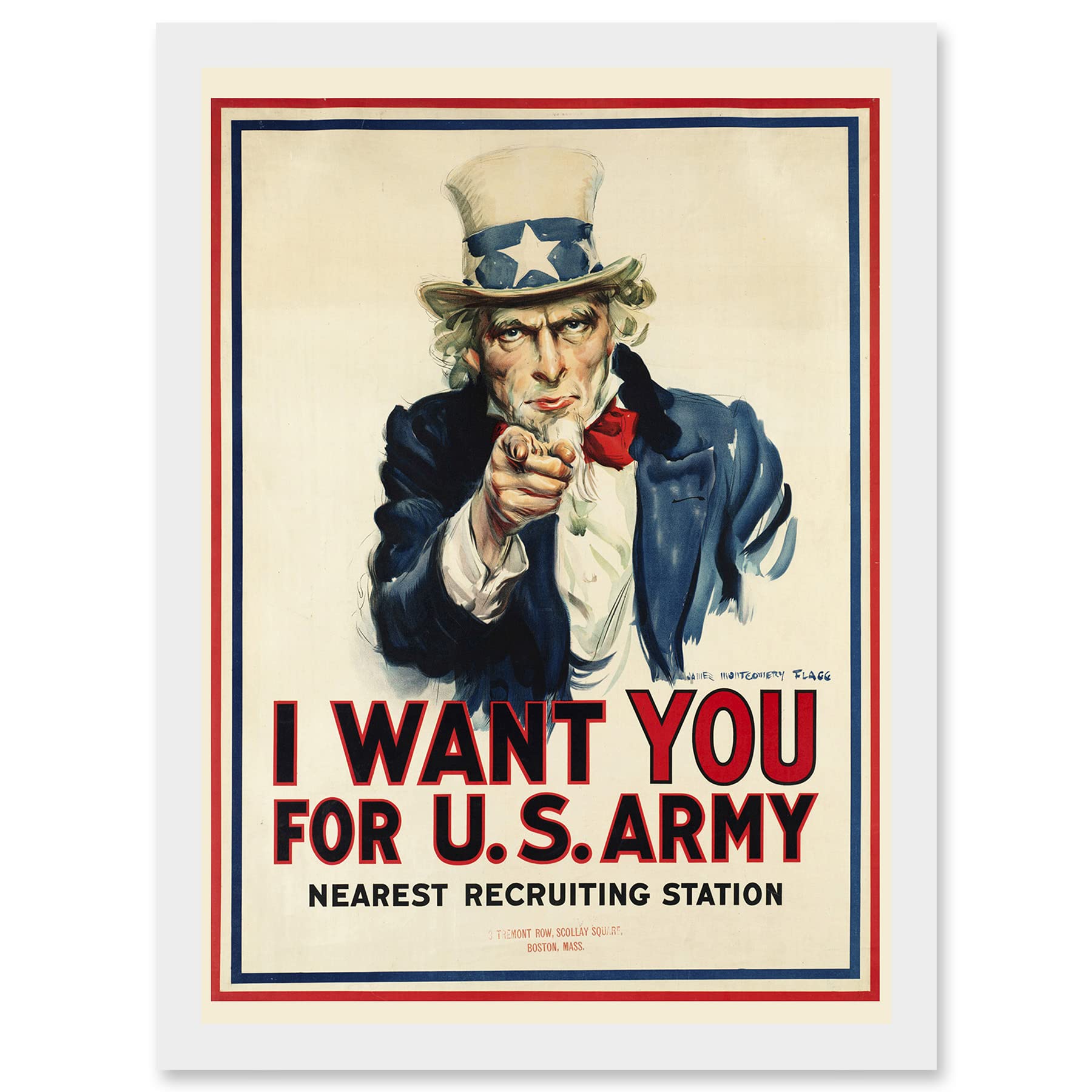 Artery8 World War WW2 USA Uncle Sam We Want You Army Iconic A4 Artwork Framed Wall Art Print