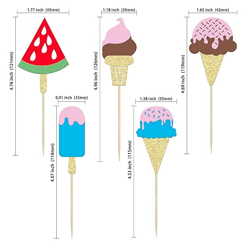 Miniatura 2 de Gyufise 30 piezas de helado para cupcakes con purpurina para helado Luau Cupcake Picks para verano, temática de Hawaii, baby shower, boda,