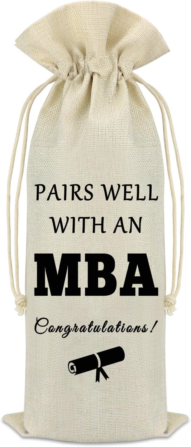 MBA Degree Graduation Gift Wine Bag Master of Business Administration Graduate Party Decorative Wine Bags Graduation Gift for Master of Business Administration Degree Students Friend Bottle Bag
