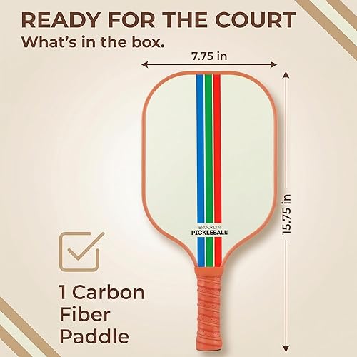 Vista 6 de Brooklyn Pickleball Co. – Carbon Fiber Pickleball Paddles – USAPA Approved, Honeycomb Core, Cushioned Grip, Lightweight Design – Single Paddles &