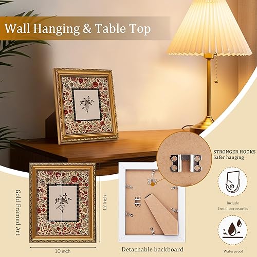 Miniatura 4 de Arte de pared enmarcado dorado con estampado botánico y de pájaro