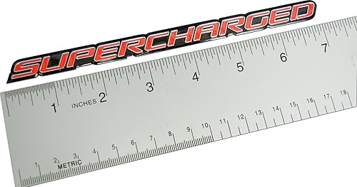 Miniatura 2 de Emblemas de aluminio supercargados rojos compatibles con Chevy Corvette Dodge Hot Rod Street Chevy Impala Ss Harley Davidson Camaro Range Rover Ford