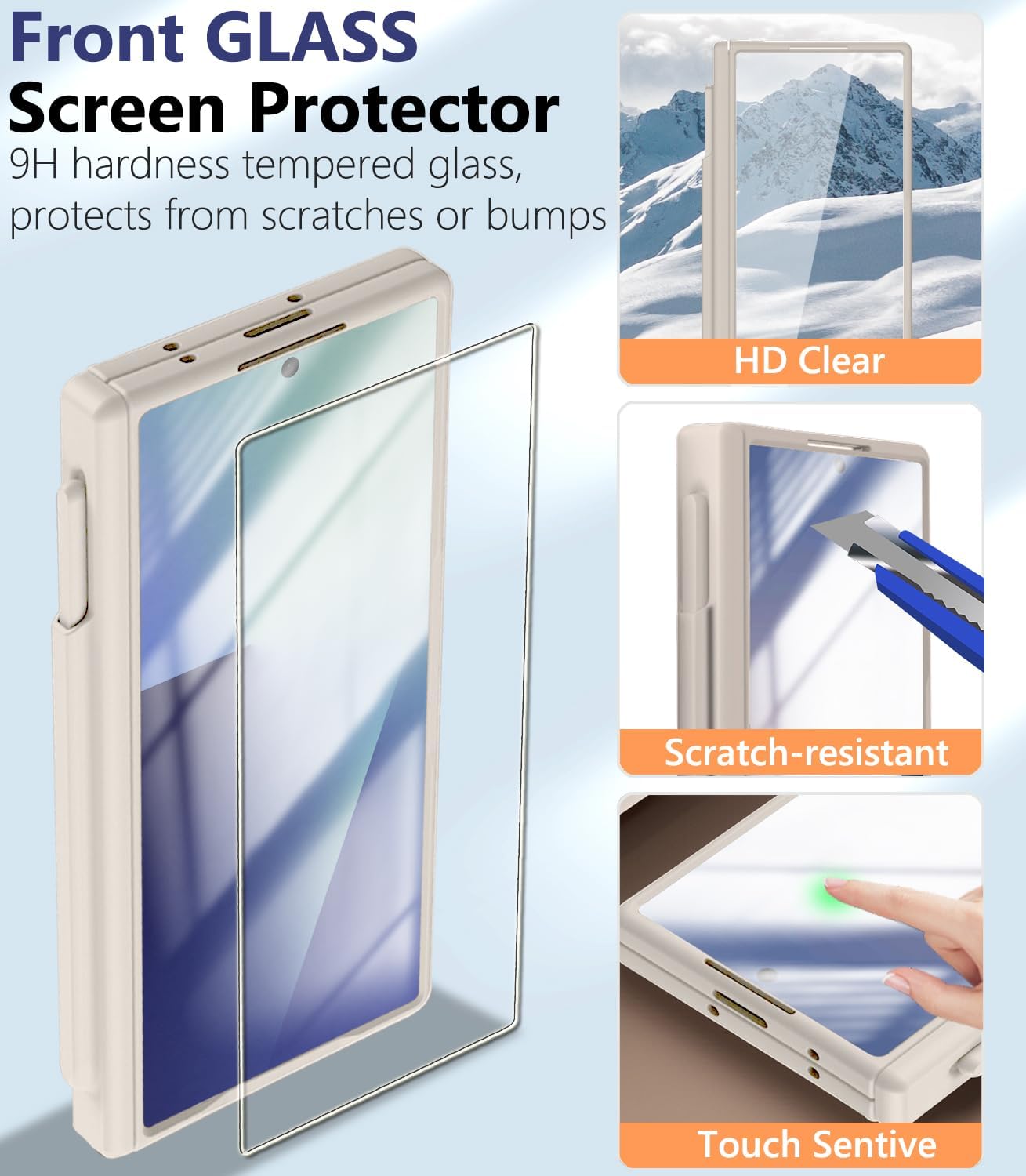 for Samsung Galaxy Z Fold 7 Case with S Pen Holder & Stylus, Z Fold7 Slim Case with Hinge Protection Screen Protector Thin Matte PC Full-Body Anti-Scratch Protective Cover for Z Fold 7 White