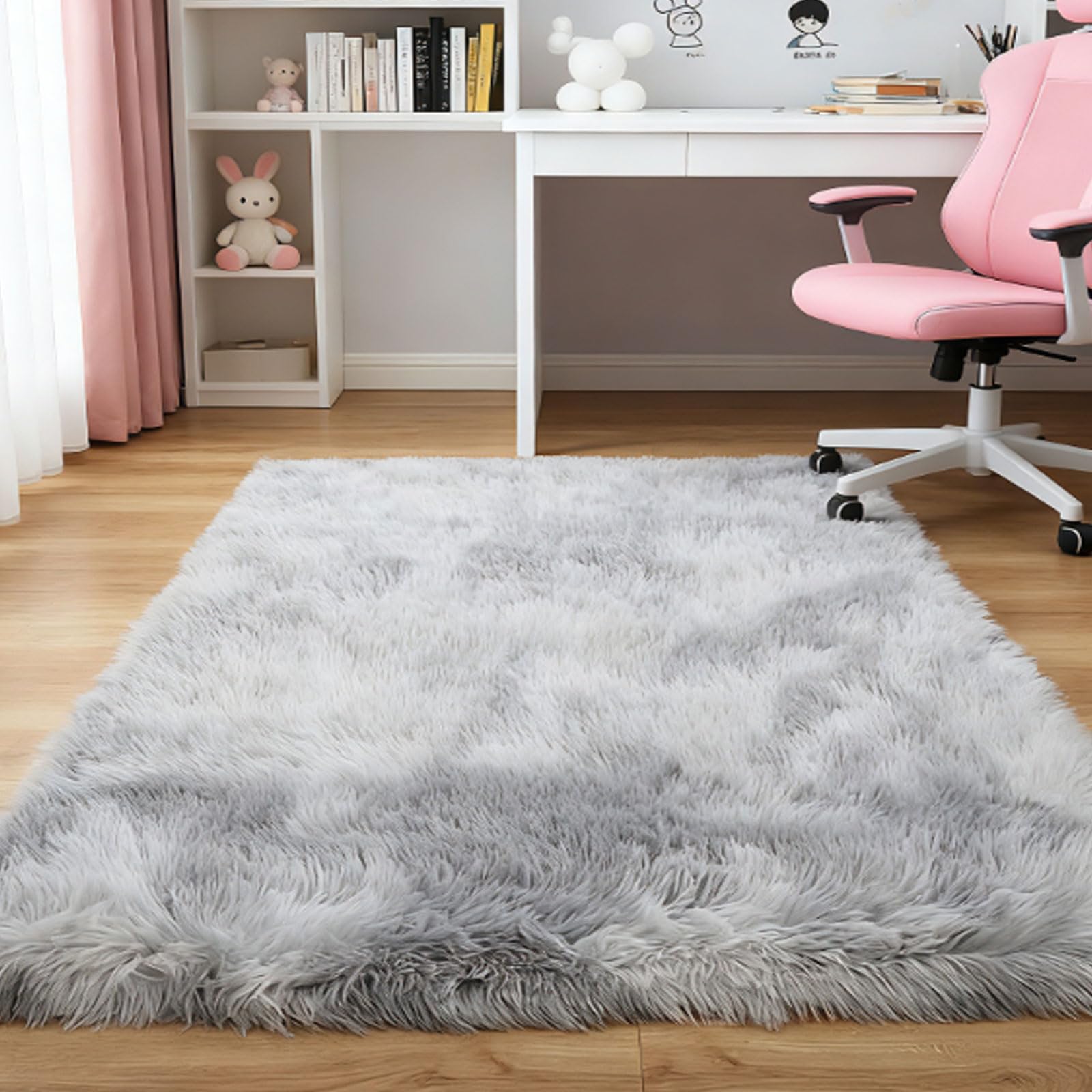 Tapis chambre shaggy super doux créateur d'ambiance chaleureuse et cocooning gris