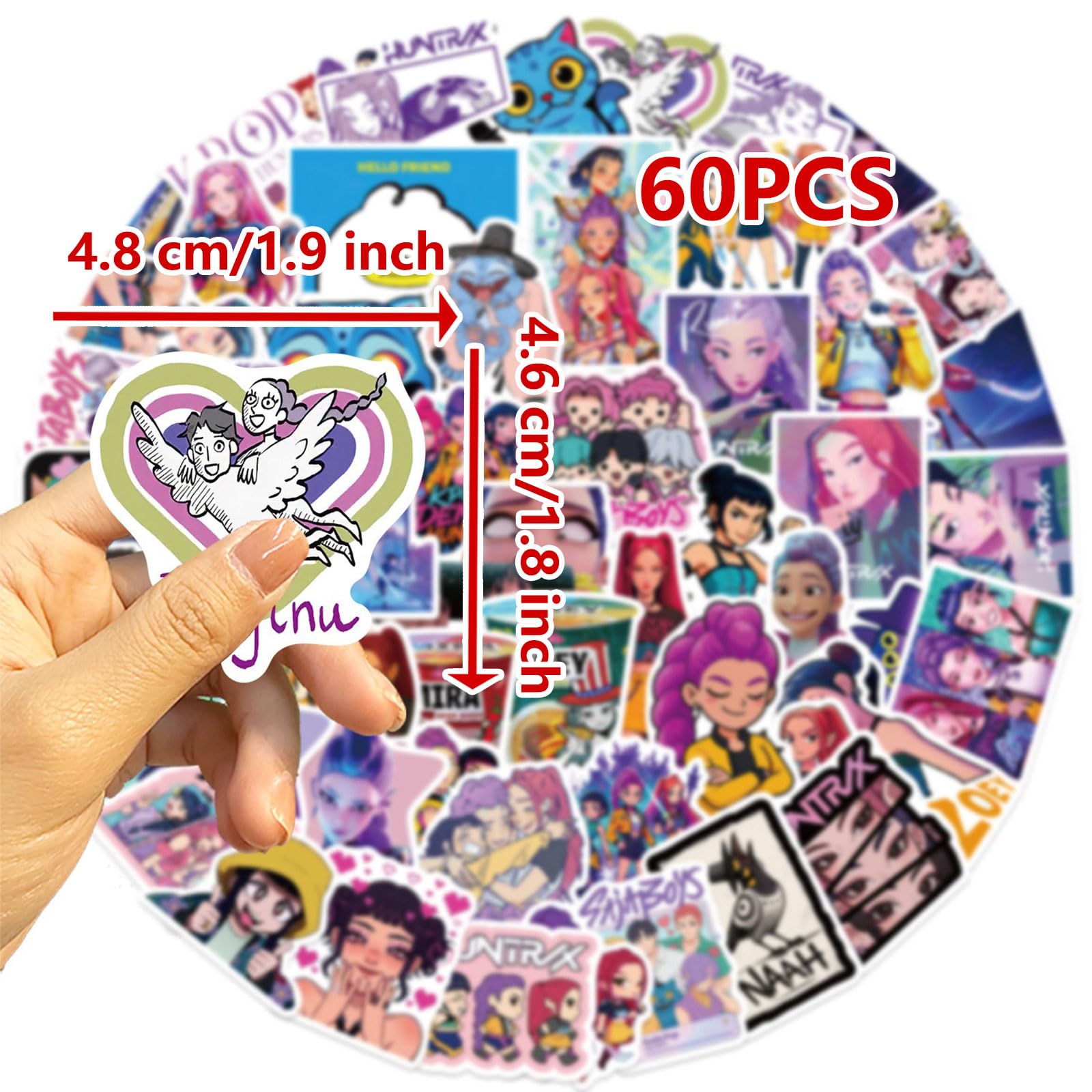 Set di 60 adesivi con personaggi anime, impermeabili, demo Movie, decorazione in vinile per laptop, skateboard, custodia per cellulare, casco, regalo, diario fai da te, adulti e ragazzi