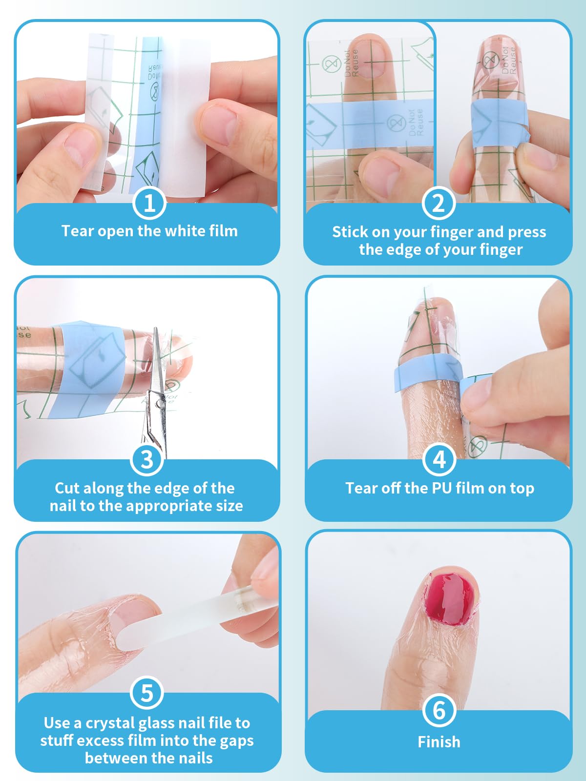 EBANKU 100 Protezioni per Unghie e Cuticole, Barriera per Smalto Peel Off, Forniture per Nail Art con Forbici e Lima