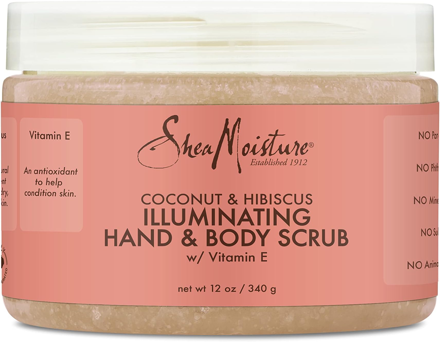 SheaMoisture Body Scrub for Dull Skin Illuminating Coconut and Hibiscus Cruelty-Free Skin Care 12 oz
