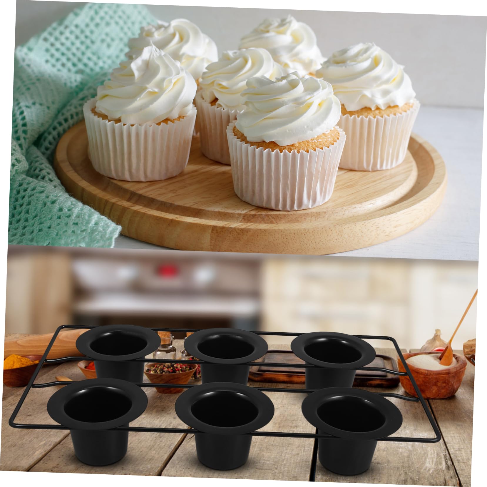 Amosfun Antihaft Muffinform 6 Tassen aus Kohlenstoffstahl für Muffins