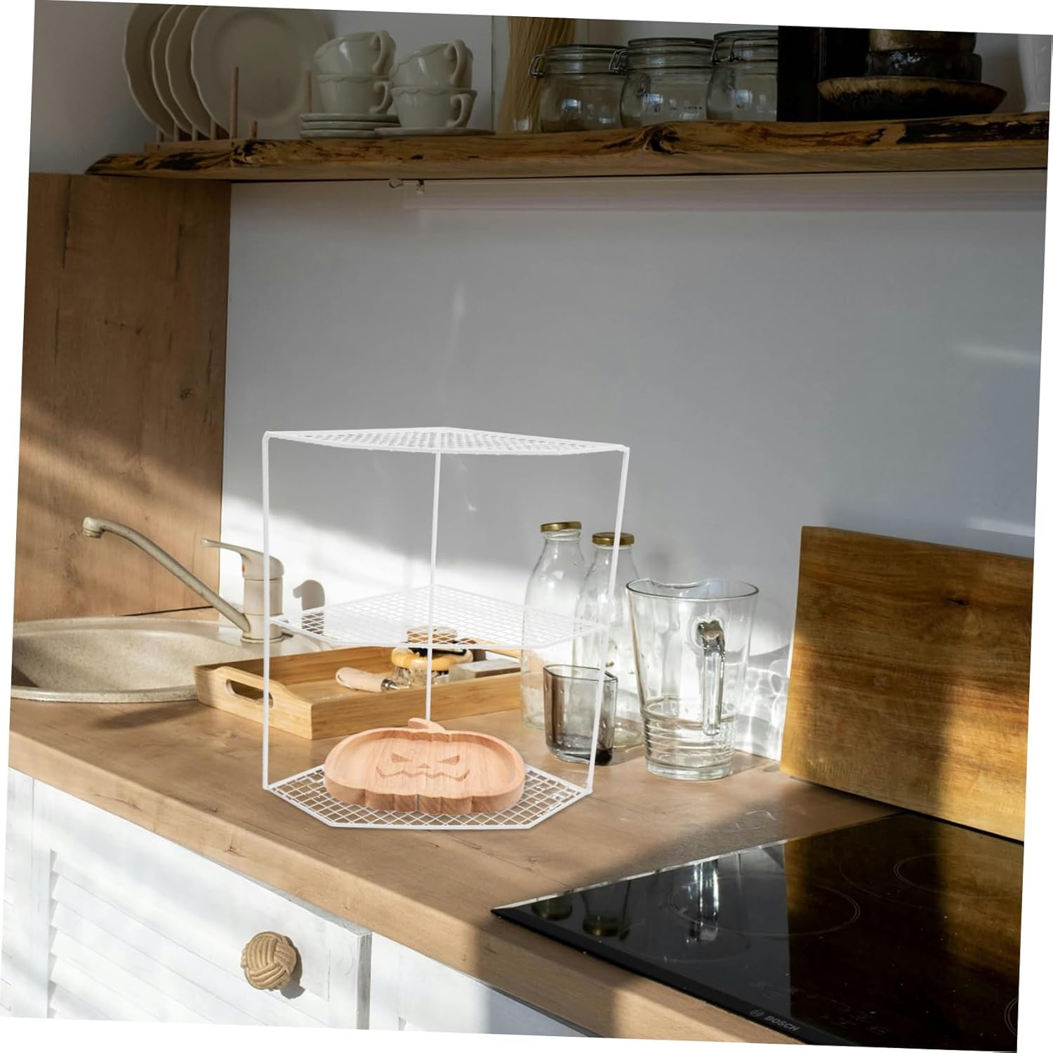 Cabilock Multi Cookware Organizer Rack for Kitchen Countertops Pot and Pan Storage Shelf for Efficient Space Management Height