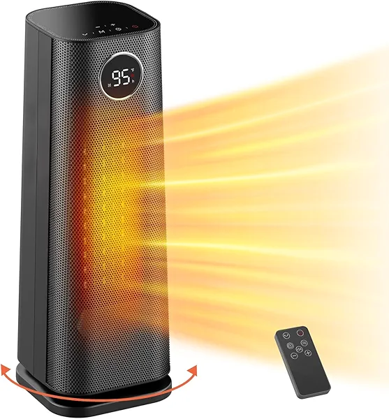 Wind Talk Space Heater for Indoor Use, 1500W Fast Electric Portable Ceramic Heaters with Thermostat, 4 Modes, 24H Timer, 70°Oscillating Room Heater with Remote for Office Bedroom Use, 2023 Upgraded