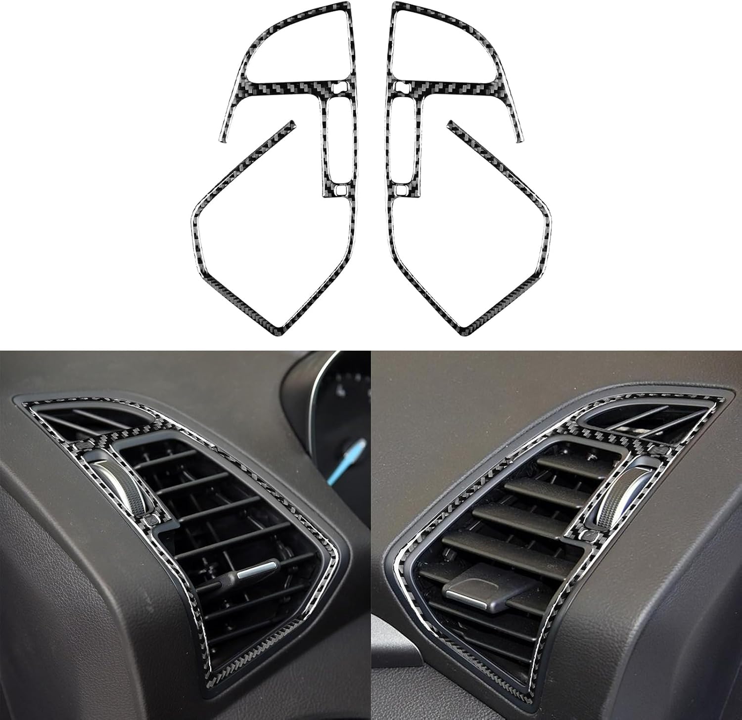 NVCNX Real Premium Carbon Fiber Compatible with Ford Escape 2017 2018 2019 S SE SEL Titanium Car Center Console Gear Shift Panel Cover Interior Trim Kit Accessories 2PCS Black