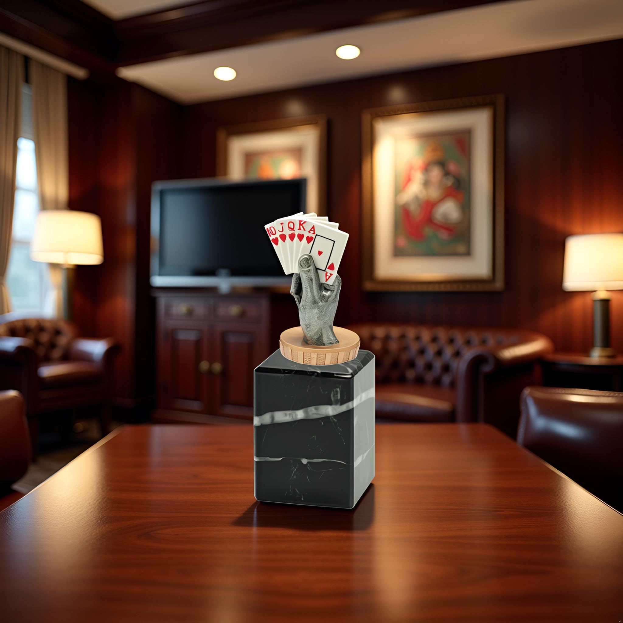 Generico Trofeo Premio Poker, Burraco, Scala 40, Briscola – Coppa Personalizzabile con Targa – Idea Regalo Tornei, Eventi e Competizioni (Colore, h15,5cm)