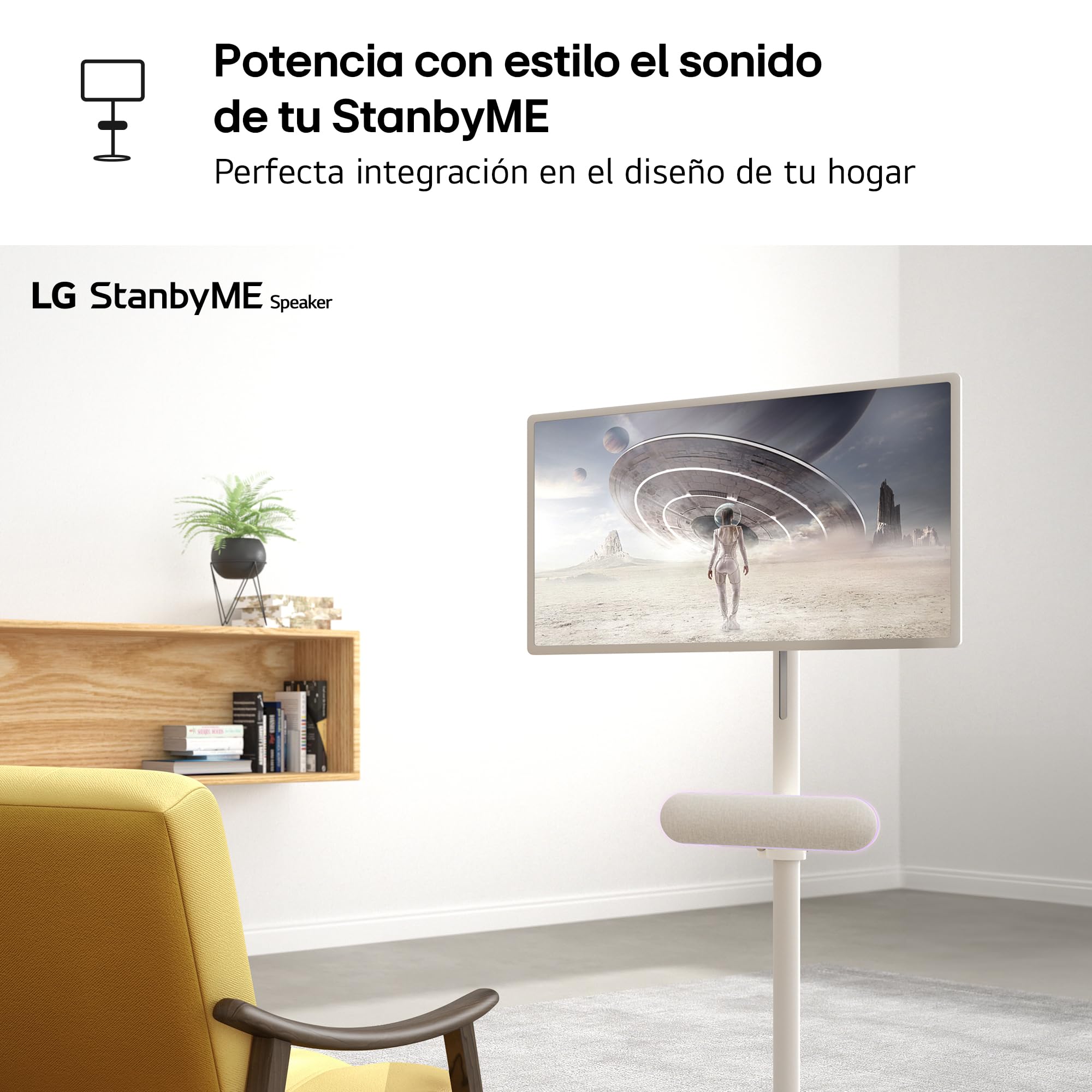 LG XT7S.AEUSLLA Altavoz Bluetooth Portátil StanbyME XT7S, Sonido Envolvente, Resistencia al Agua IPX5, hasta 16 Horas de Batería, Ideal para StanbyME, Anillo Ajustable, Iluminación, Potencia 20 W