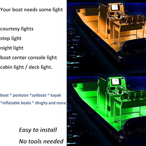 Miniatura 5 de Luces inalámbricas para barco, luz de cortesía marina a pilas para cubierta interior de barco, cambio de color con control remoto para pesca,