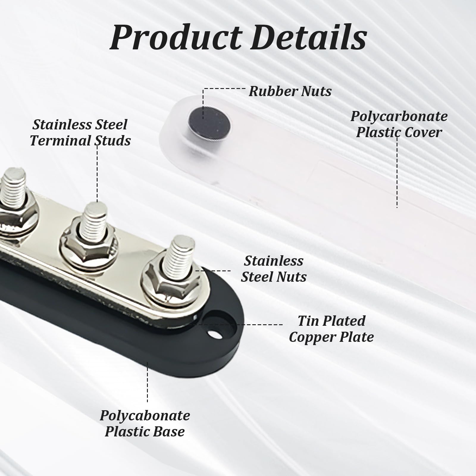 2 Stück 300A Batterie-Sammelschiene 12V-24V Sammelschiene Verteilerblock Stromverteilungsblock Kupfer Busbar mit 6xM8 Bolzen Klemmleisten Busbars für Auto Marine RV Wohnmobil Lkw Elektrik