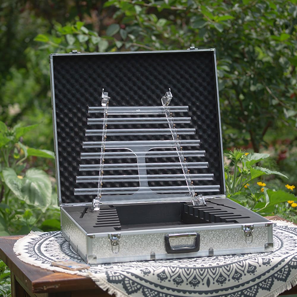 Harpe Chantante en Cristal Quartz 432 Hz,Bol Chantant en Cristal Quartz,Motif Fleur Vie,avec Support Et étui De Transport en Aluminium,pour Bain Sonore Et Méditation. Méditation 440hz