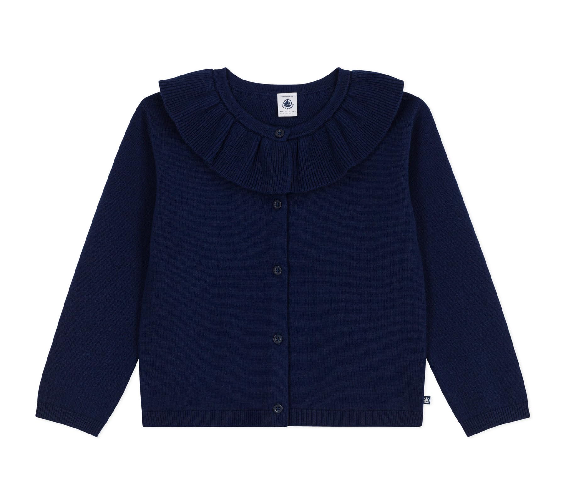 Petit Bateau Kardigan dziecięcy z wełny i bawełny jednokolorowej